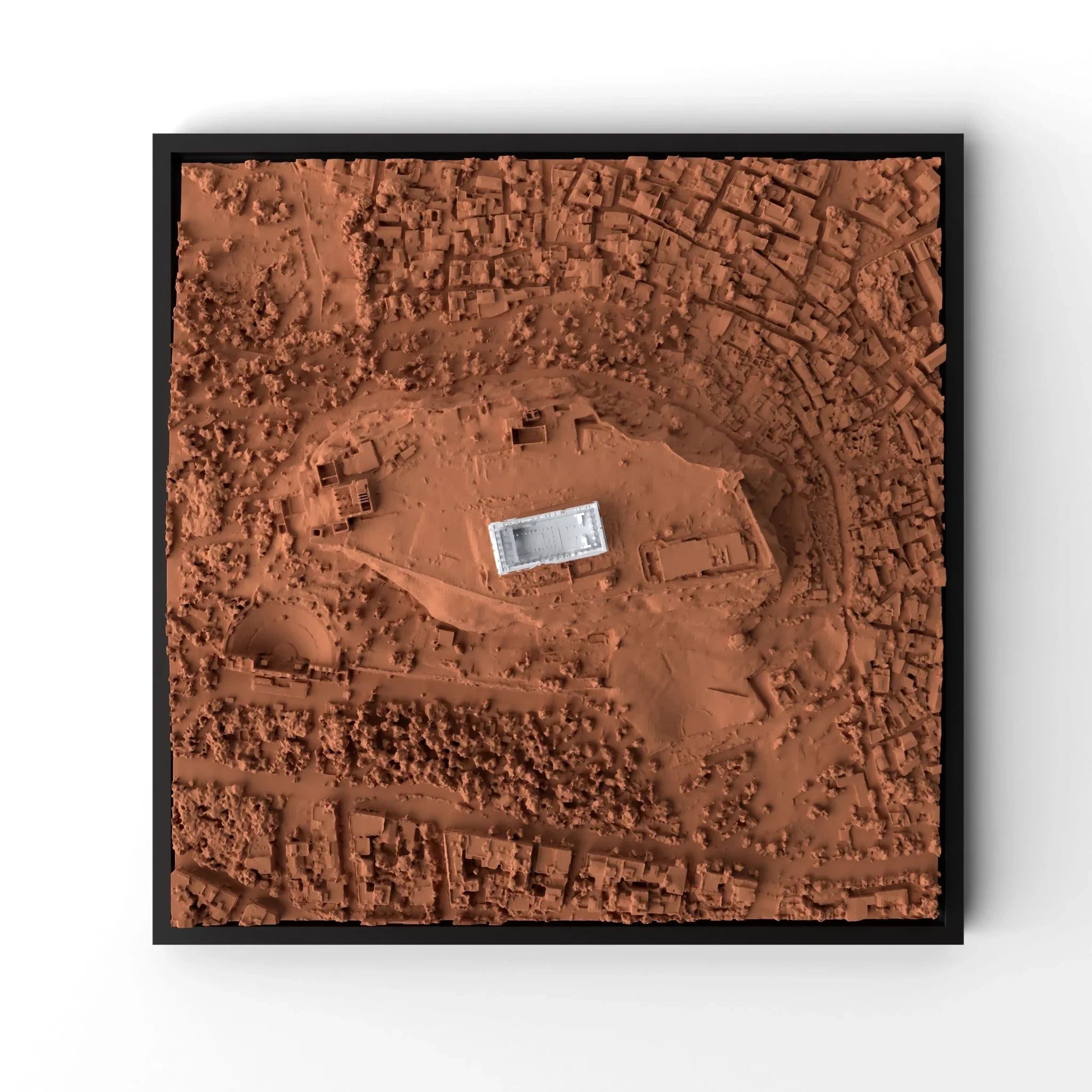 3D gedrucktes Stadtmodell Parthenon (Athen) eingerahmt für deine Wand - CraftedCity