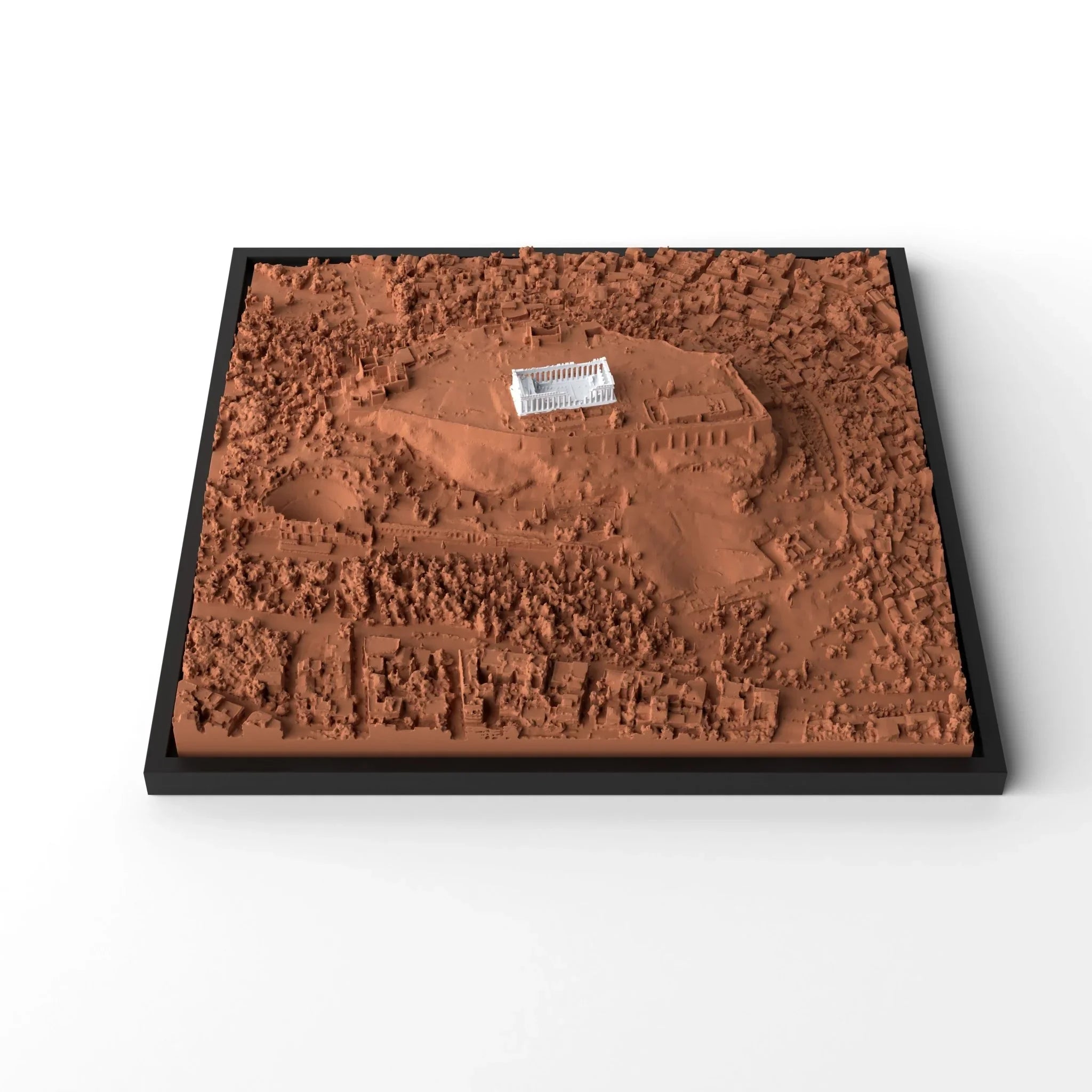 3D gedrucktes Stadtmodell Parthenon (Athen) eingerahmt für deine Wand - CraftedCity