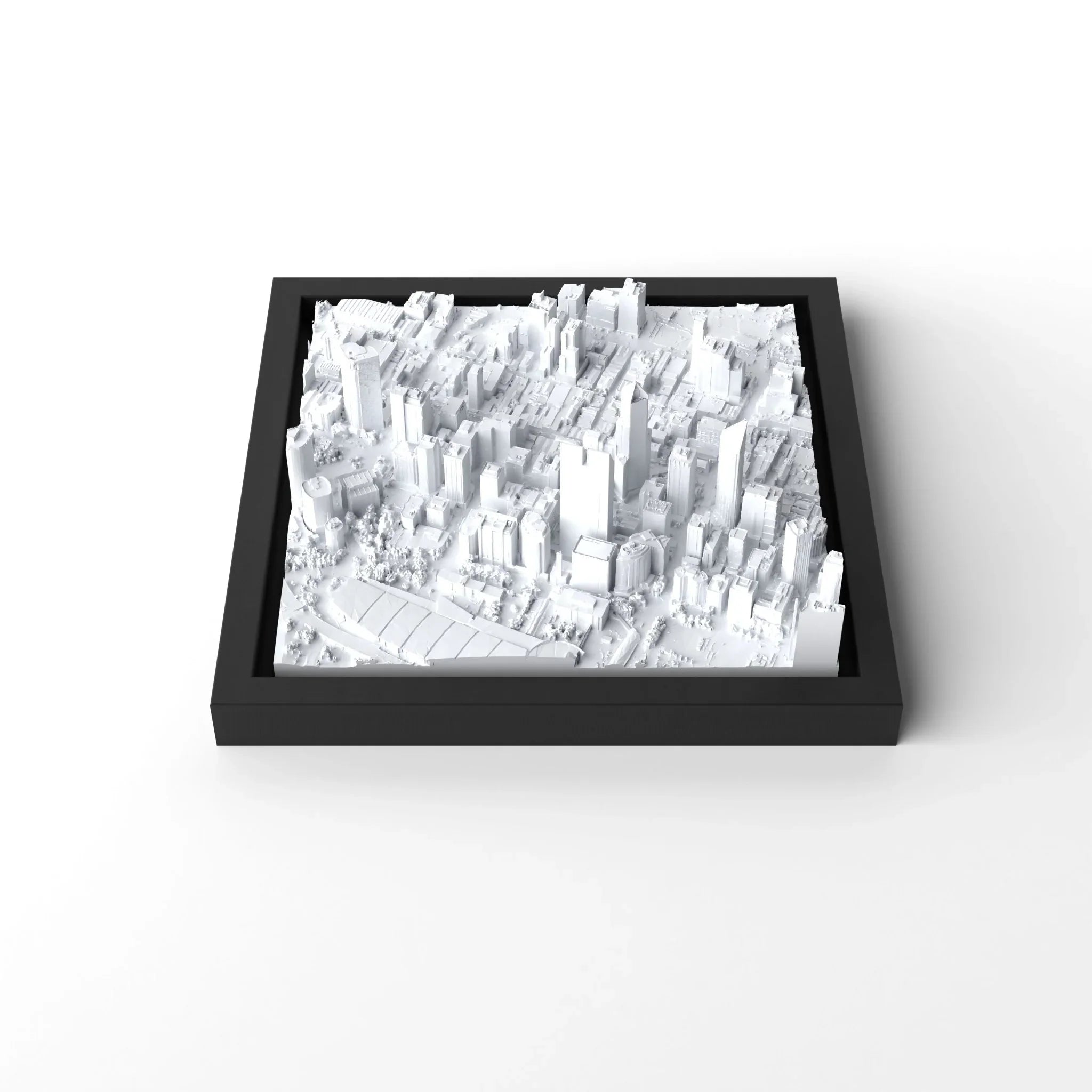 3D gedrucktes Stadtmodell Perth eingerahmt für deine Wand - CraftedCity