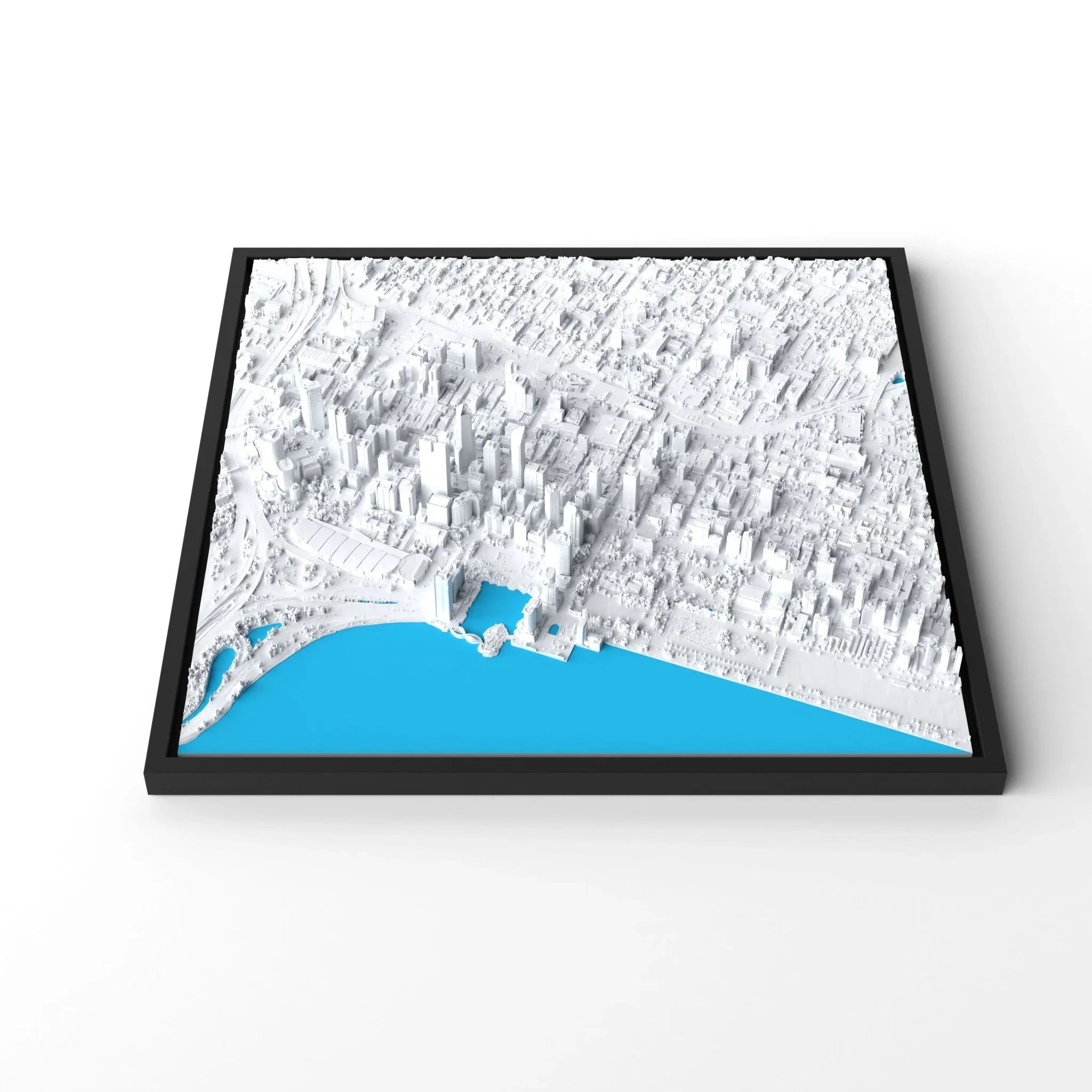 3D gedrucktes Stadtmodell Perth eingerahmt für deine Wand - CraftedCity