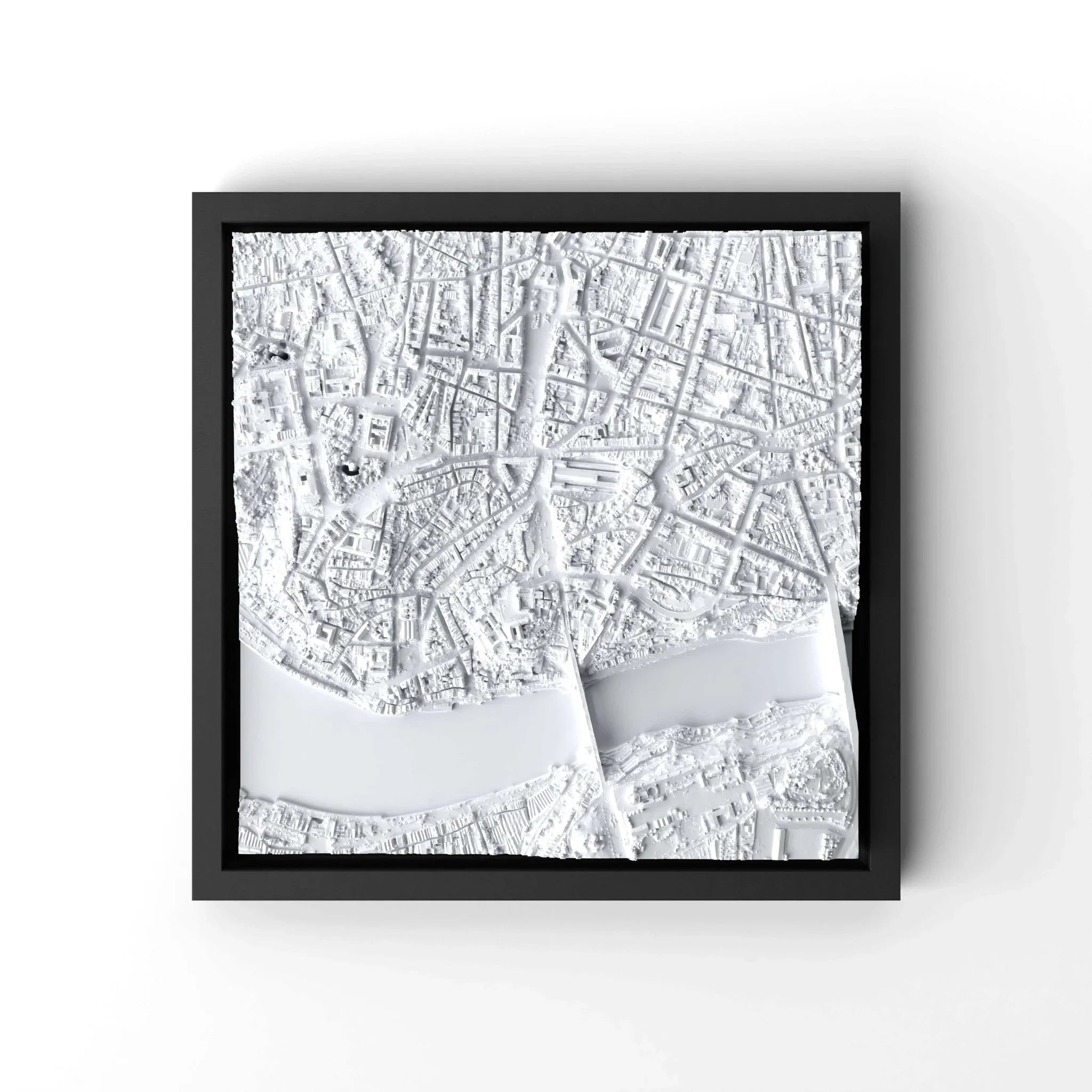 3D gedrucktes Stadtmodell Porto eingerahmt für deine Wand - CraftedCity