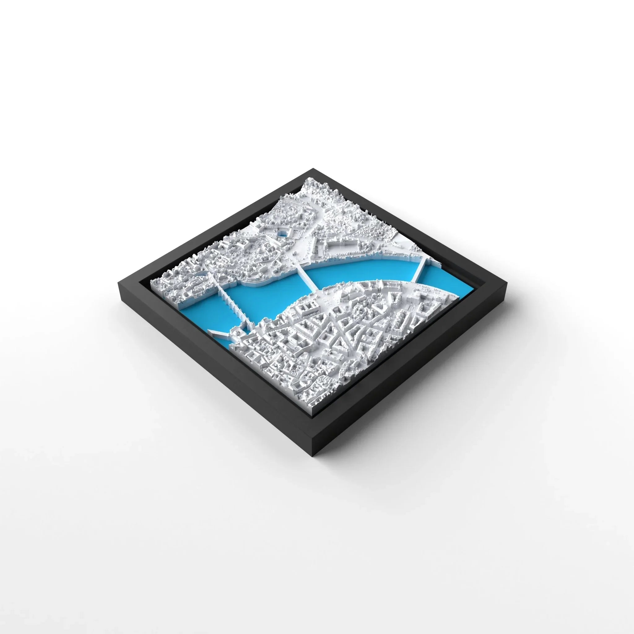 3D gedrucktes Stadtmodell Prag eingerahmt für deine Wand - CraftedCity