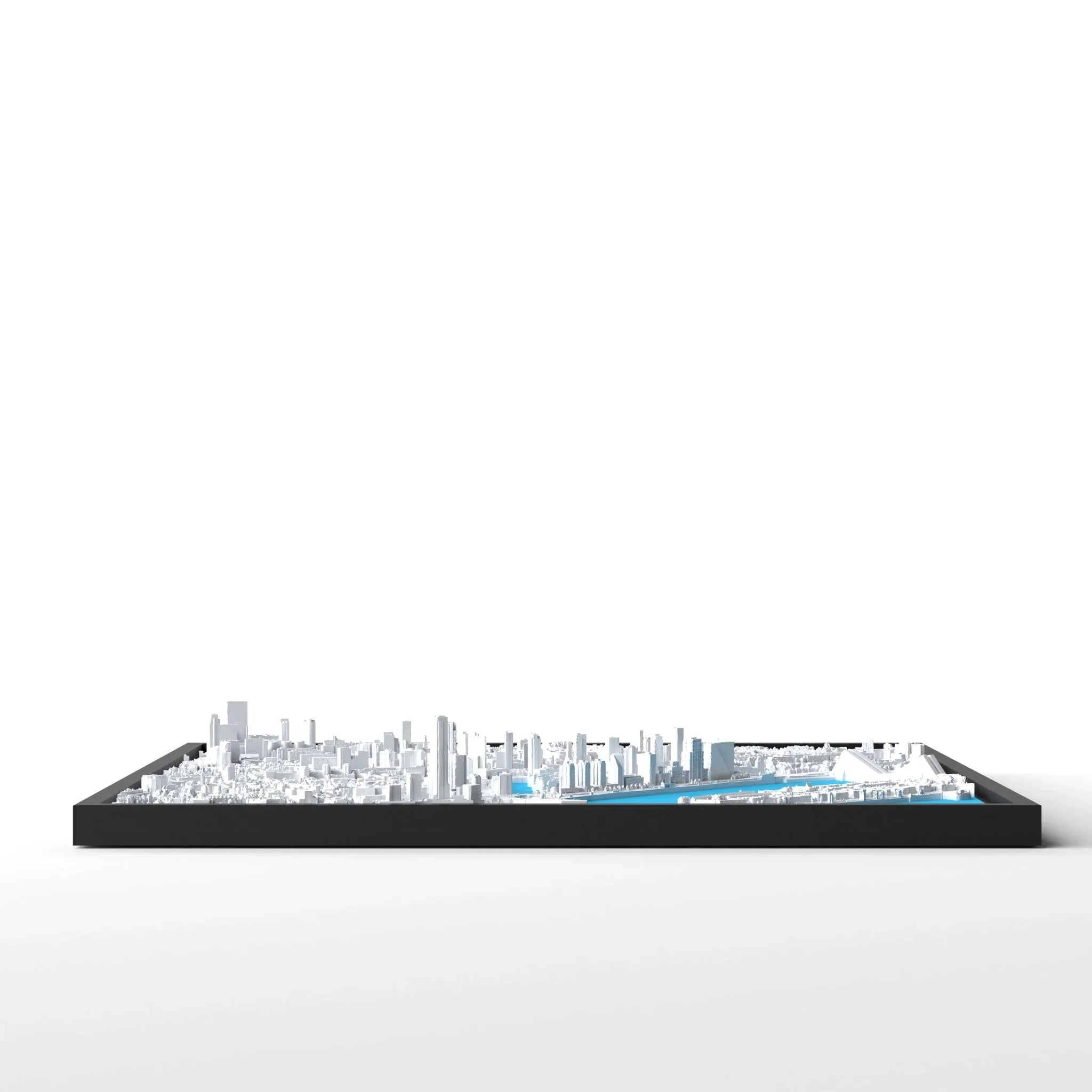 3D gedrucktes Stadtmodell Rotterdam eingerahmt für deine Wand - CraftedCity