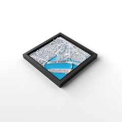 3D gedrucktes Stadtmodell Rotterdam eingerahmt für deine Wand - CraftedCity