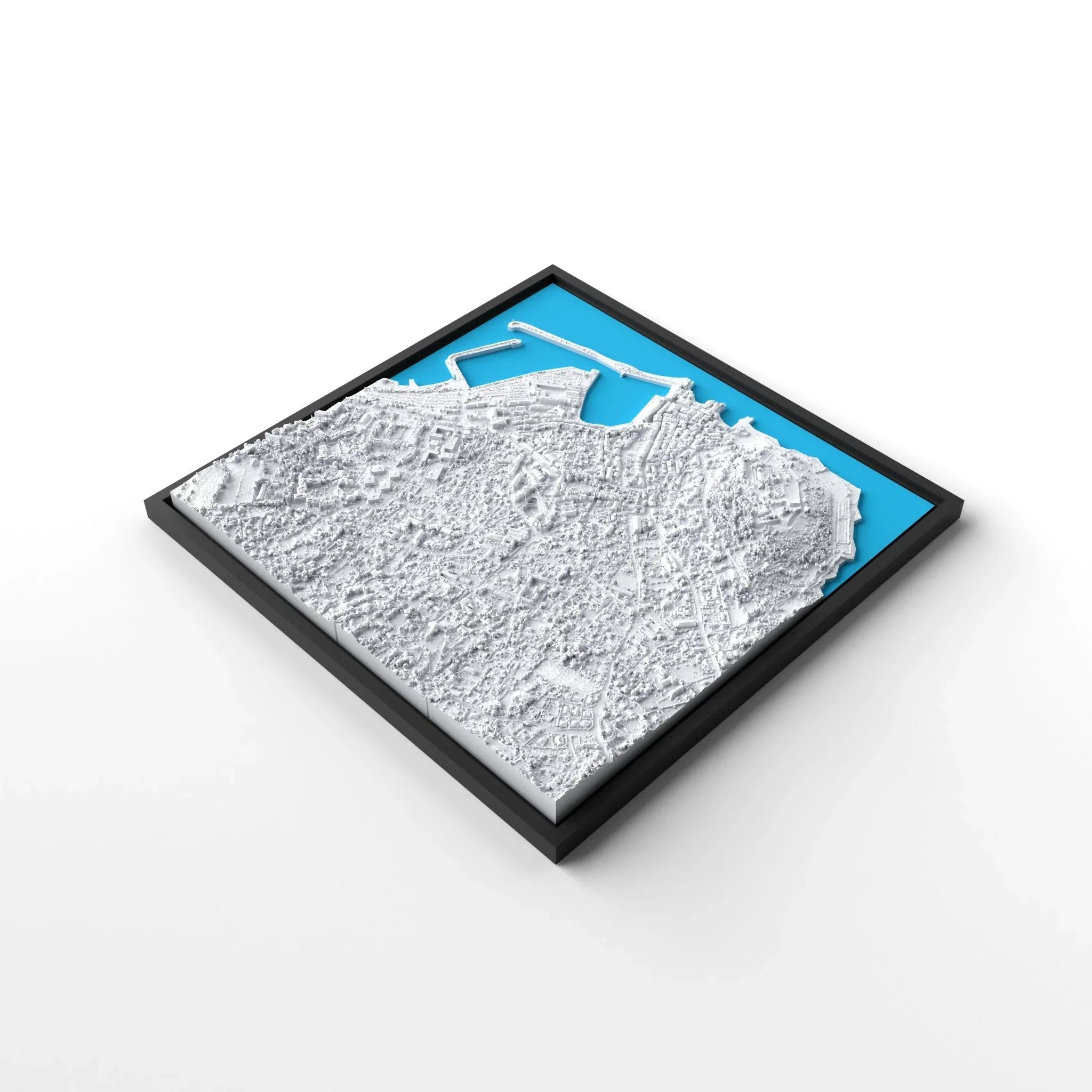 3D gedrucktes Stadtmodell Saint - Tropez eingerahmt für deine Wand - CraftedCity