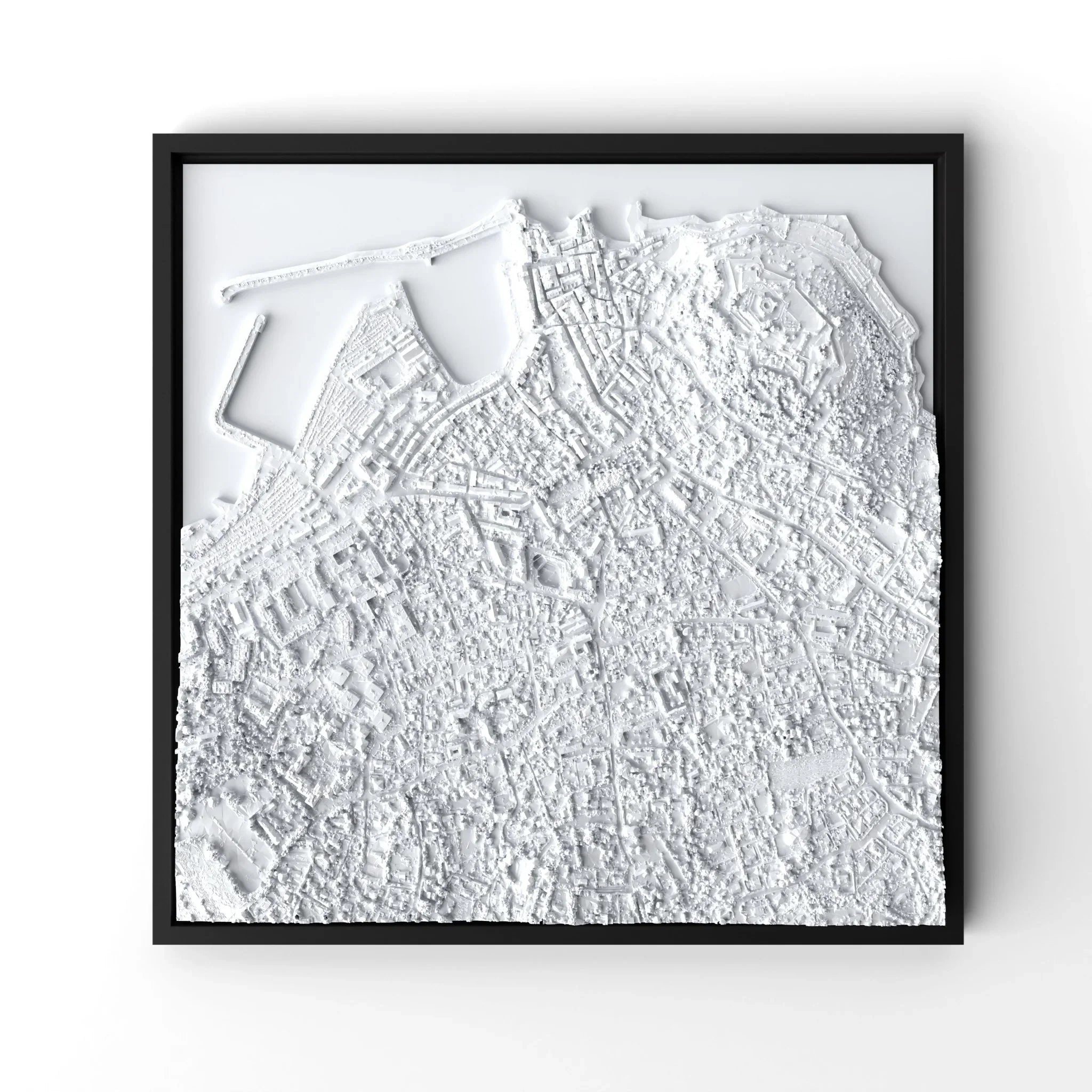 3D gedrucktes Stadtmodell Saint - Tropez eingerahmt für deine Wand - CraftedCity