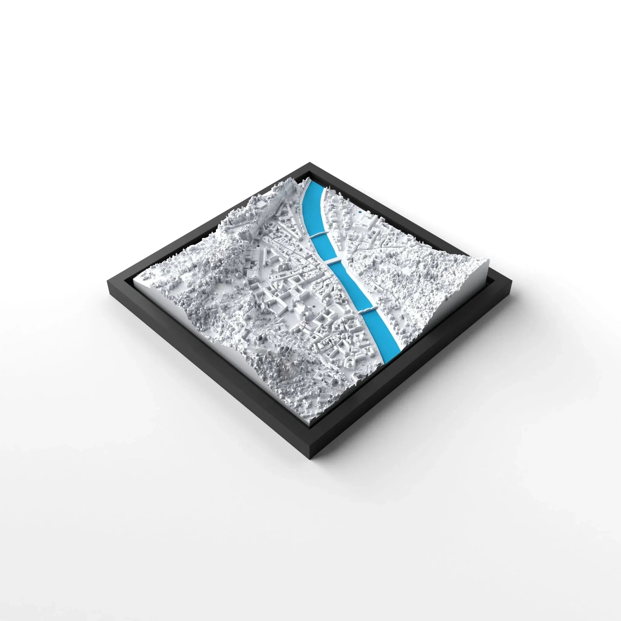 3D gedrucktes Stadtmodell Salzburg eingerahmt für deine Wand - CraftedCity