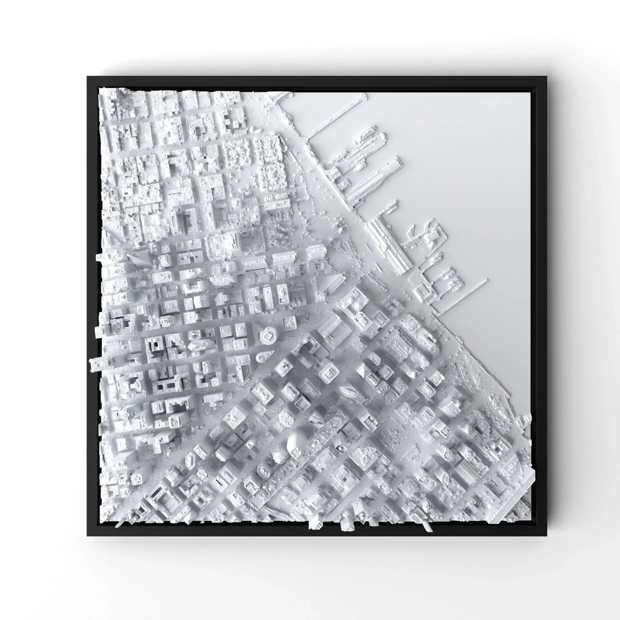 3D gedrucktes Stadtmodell San Francisco eingerahmt für deine Wand - CraftedCity