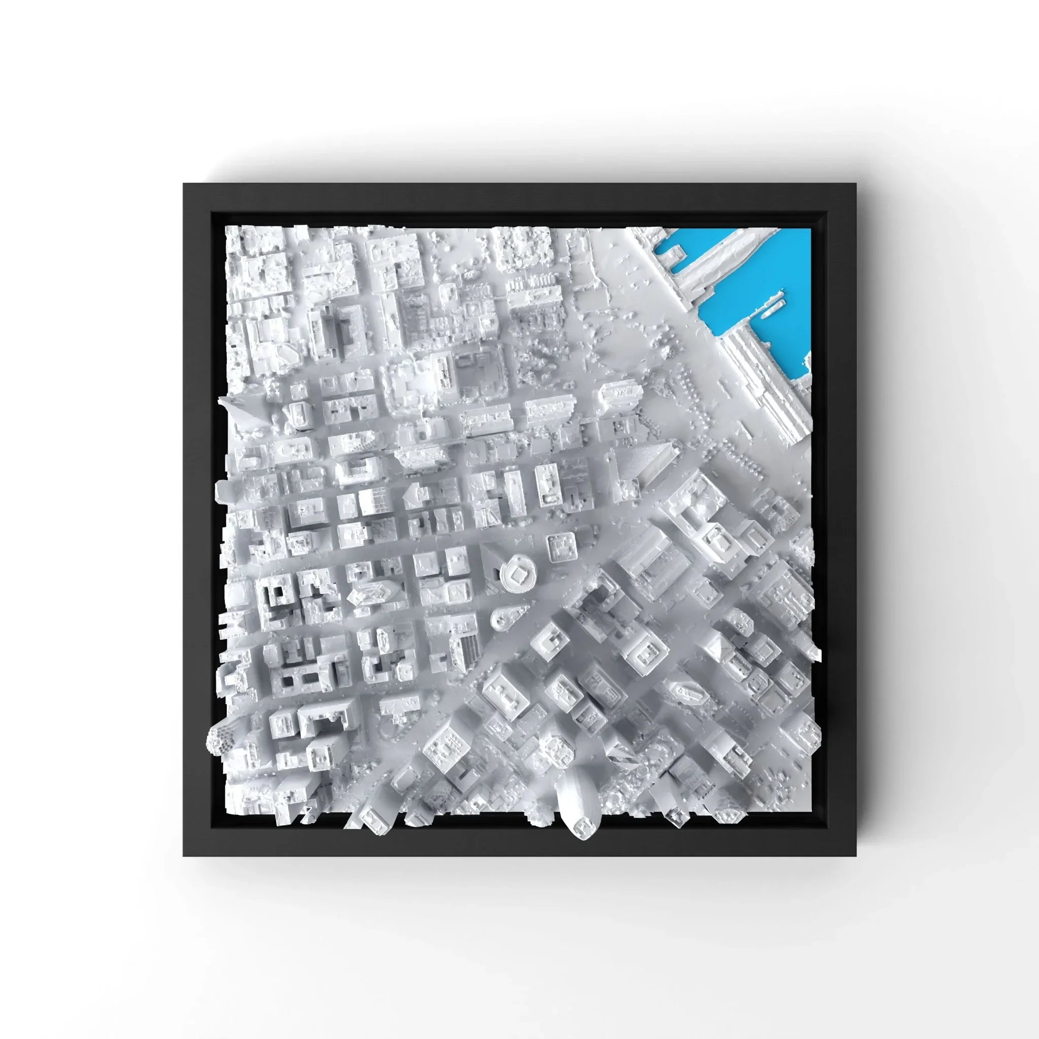 3D gedrucktes Stadtmodell San Francisco eingerahmt für deine Wand - CraftedCity