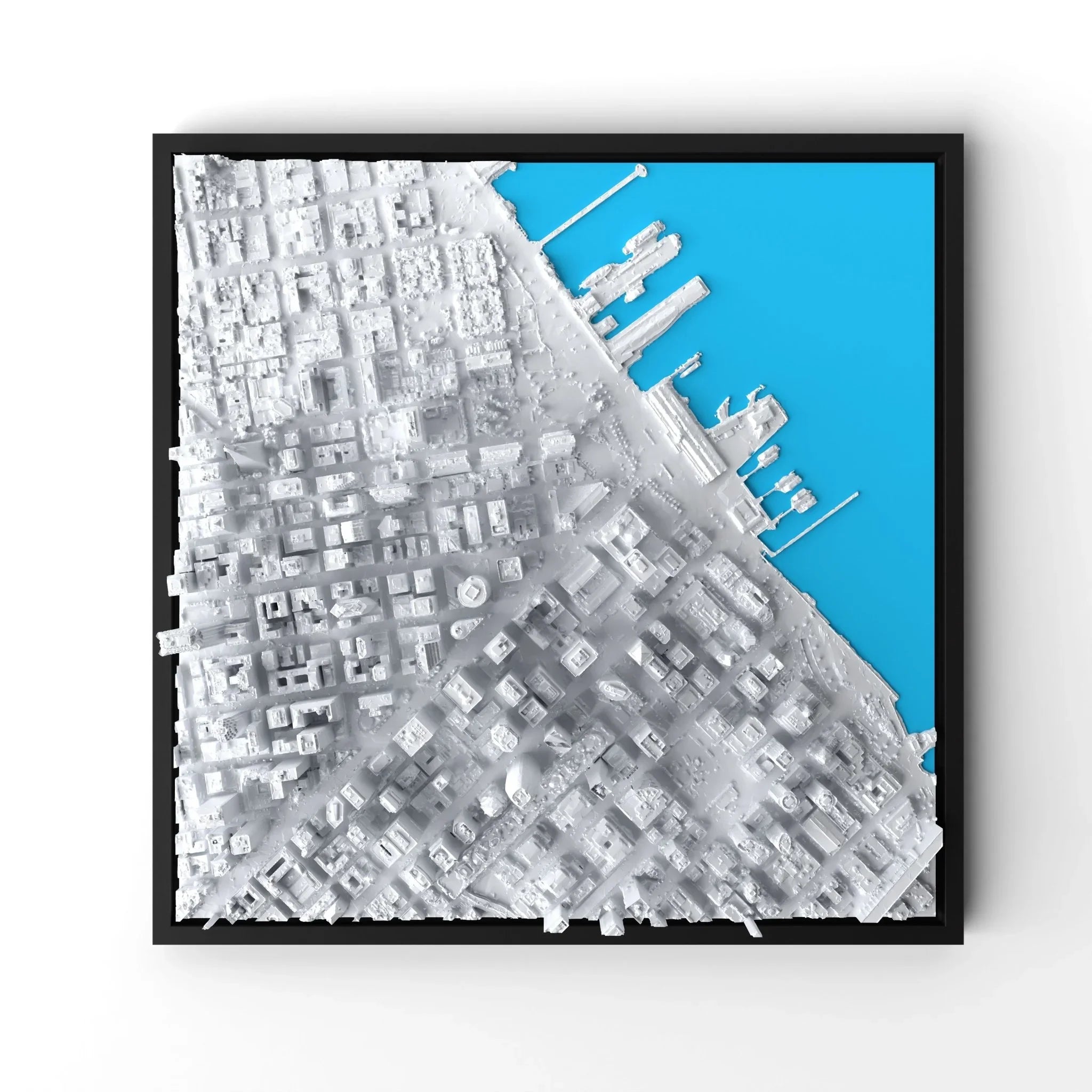 3D gedrucktes Stadtmodell San Francisco eingerahmt für deine Wand - CraftedCity