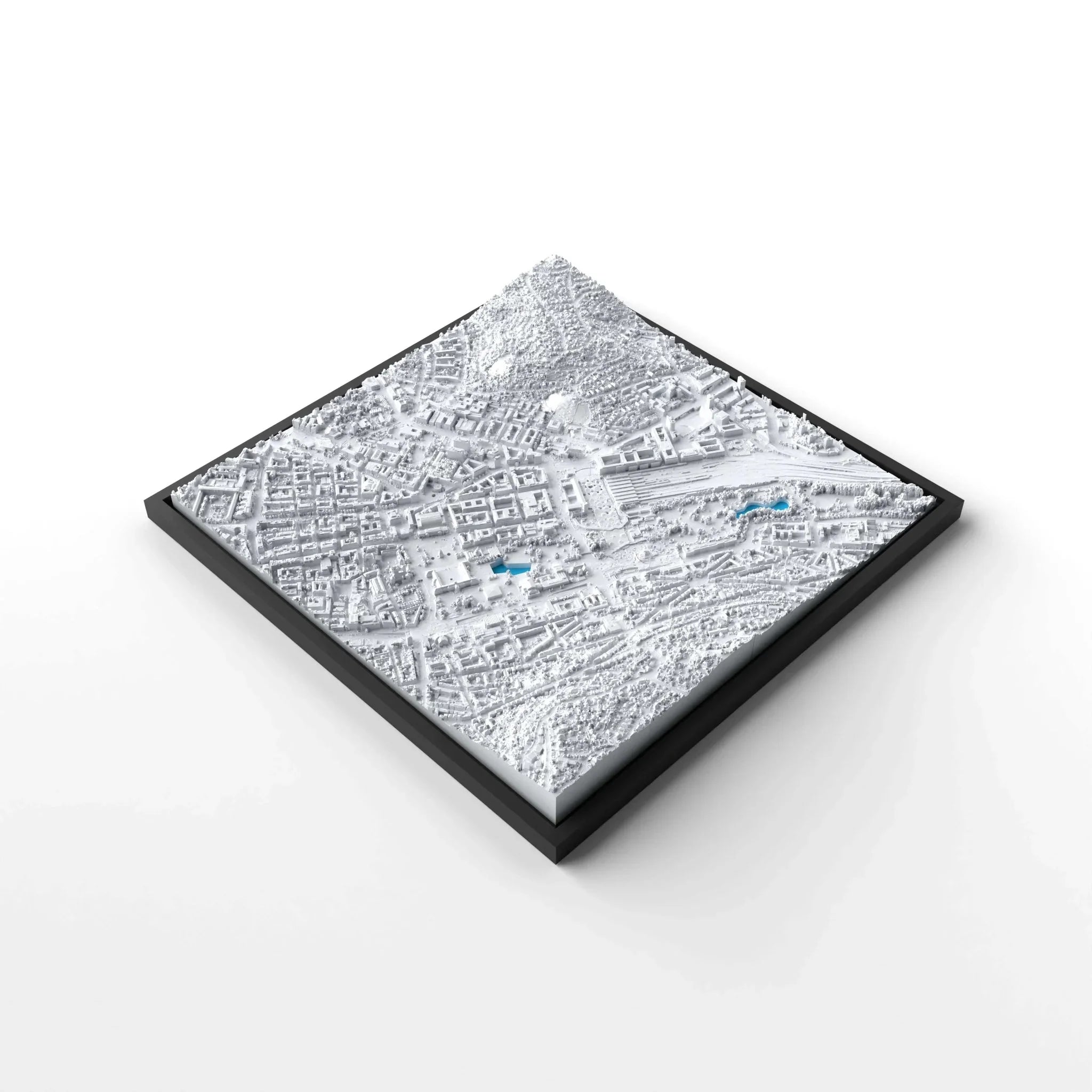 3D gedrucktes Stadtmodell Stuttgart eingerahmt für deine Wand - CraftedCity