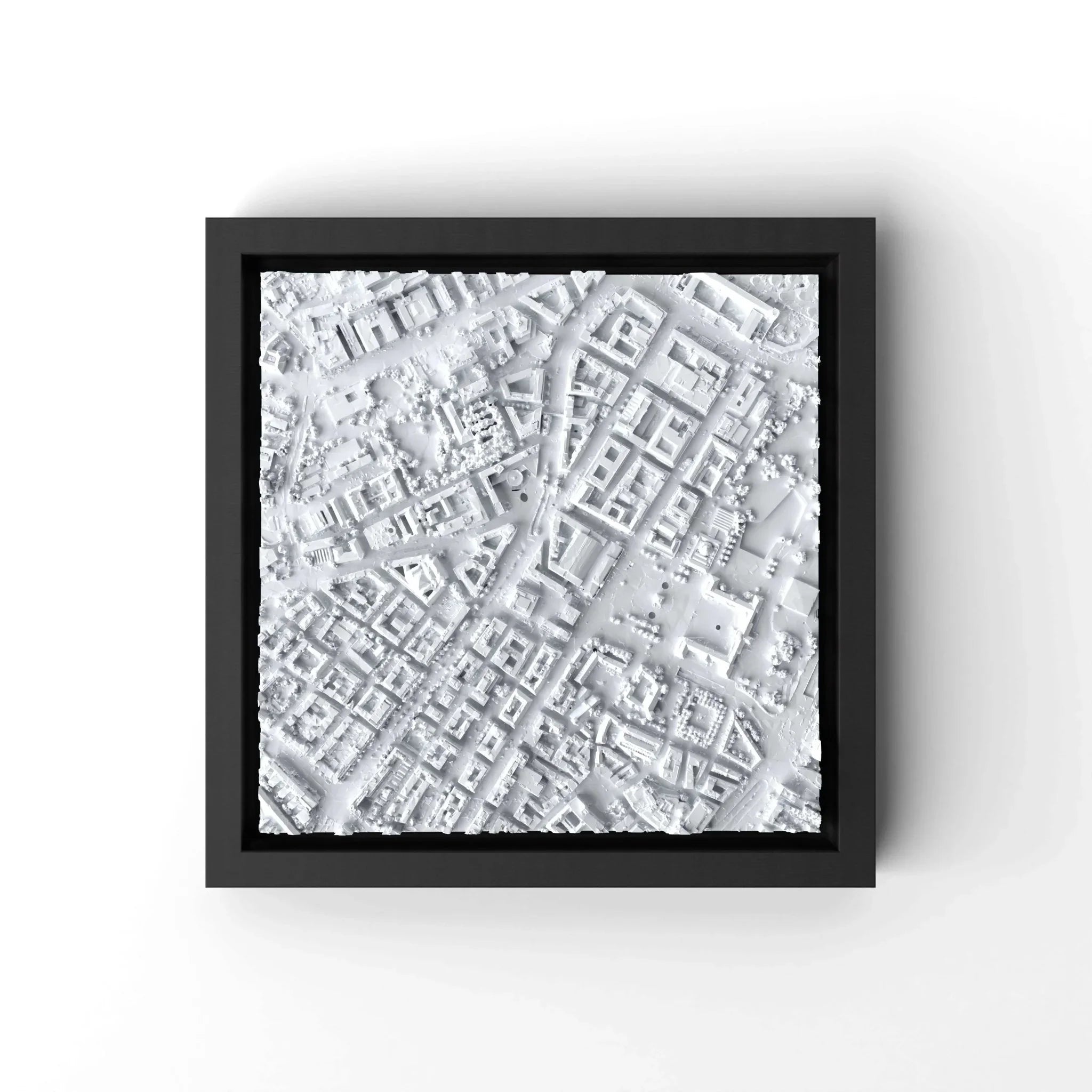 3D gedrucktes Stadtmodell Stuttgart eingerahmt für deine Wand - CraftedCity