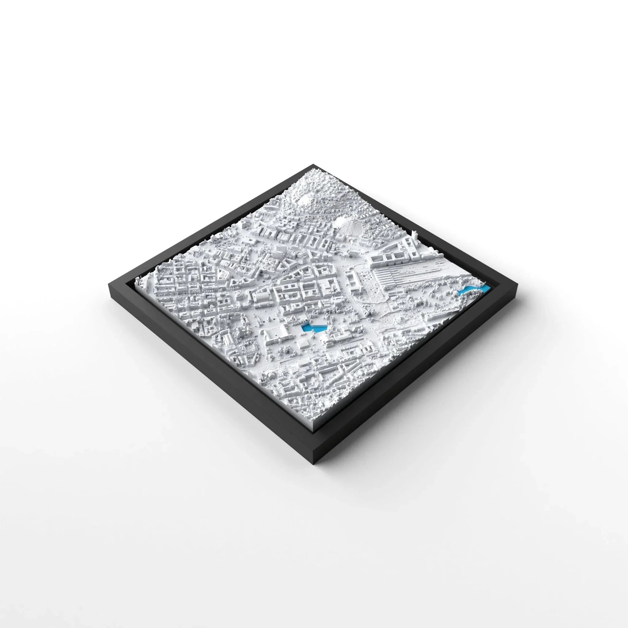 3D gedrucktes Stadtmodell Stuttgart eingerahmt für deine Wand - CraftedCity