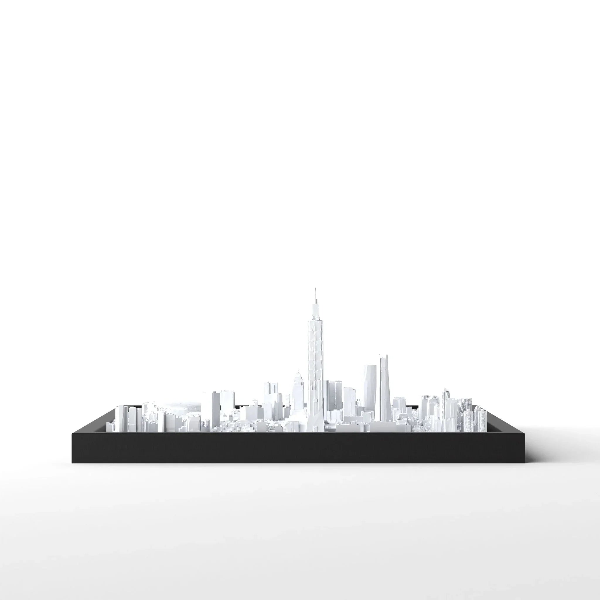 3D gedrucktes Stadtmodell Taipeh eingerahmt für deine Wand - CraftedCity