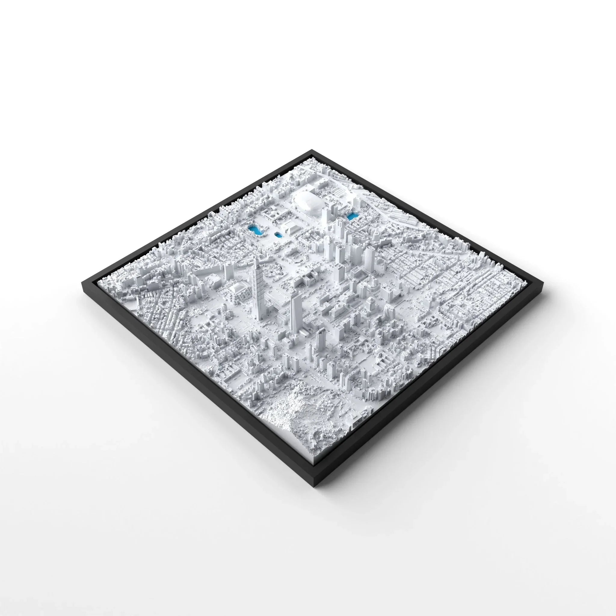 3D gedrucktes Stadtmodell Taipeh eingerahmt für deine Wand - CraftedCity