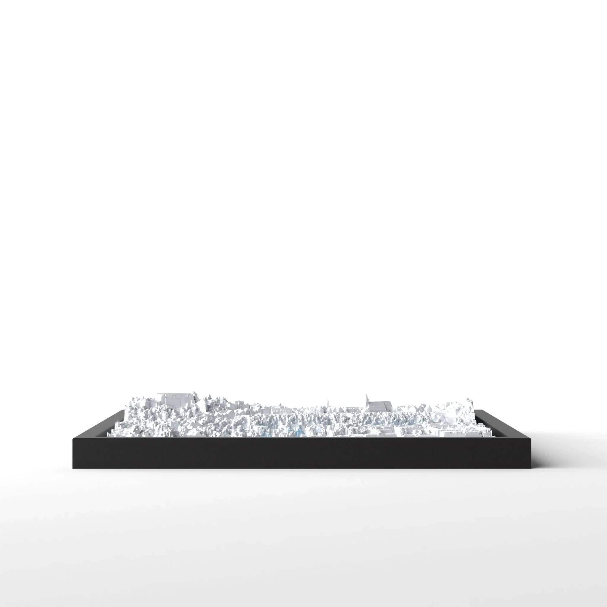 3D gedrucktes Stadtmodell Tübingen eingerahmt für deine Wand - CraftedCity