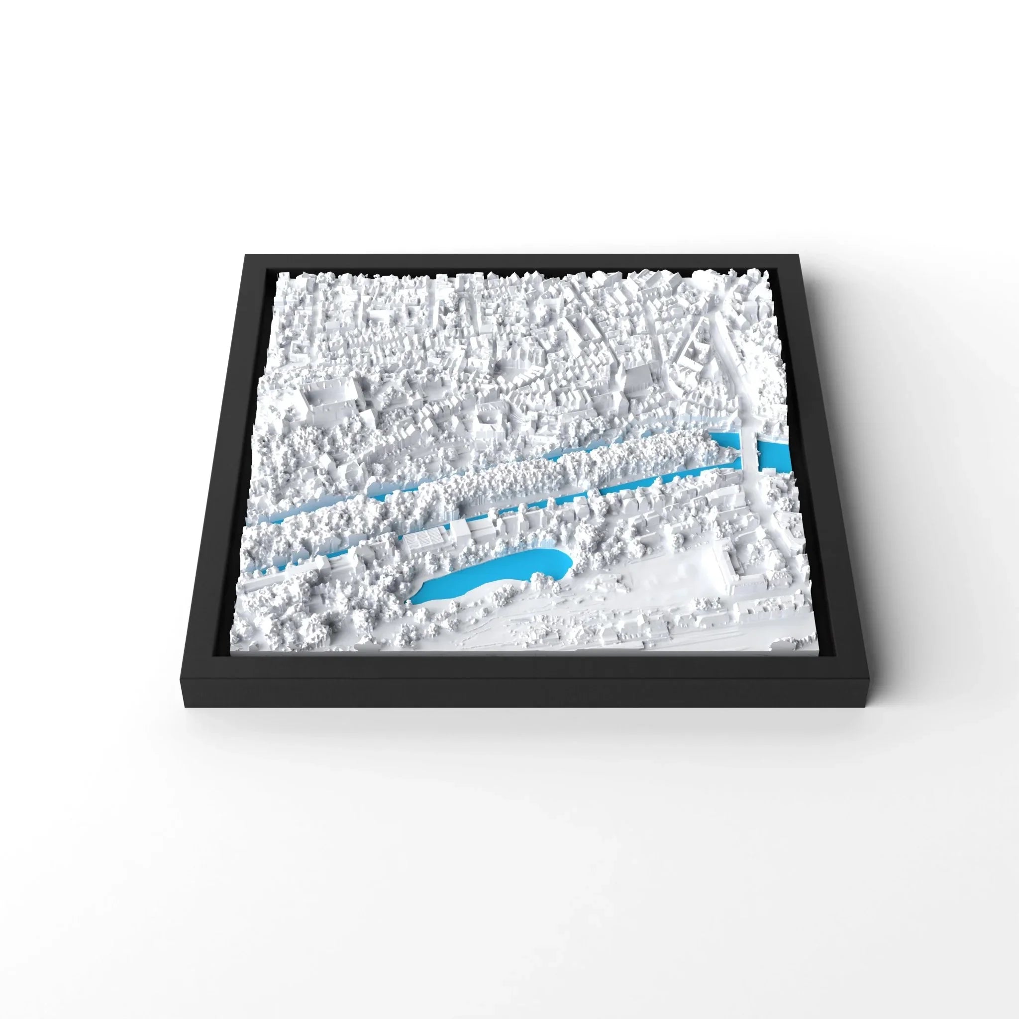 3D gedrucktes Stadtmodell Tübingen eingerahmt für deine Wand - CraftedCity