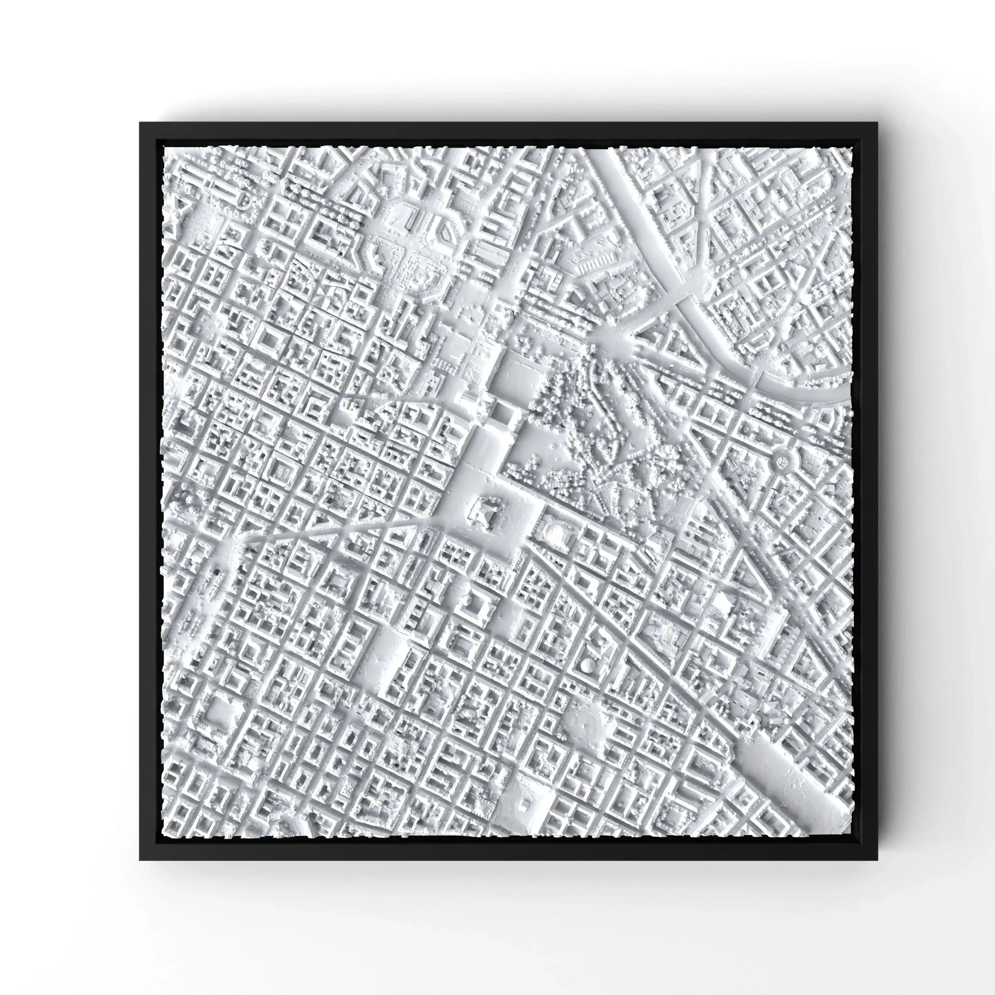 3D gedrucktes Stadtmodell Turin eingerahmt für deine Wand - CraftedCity