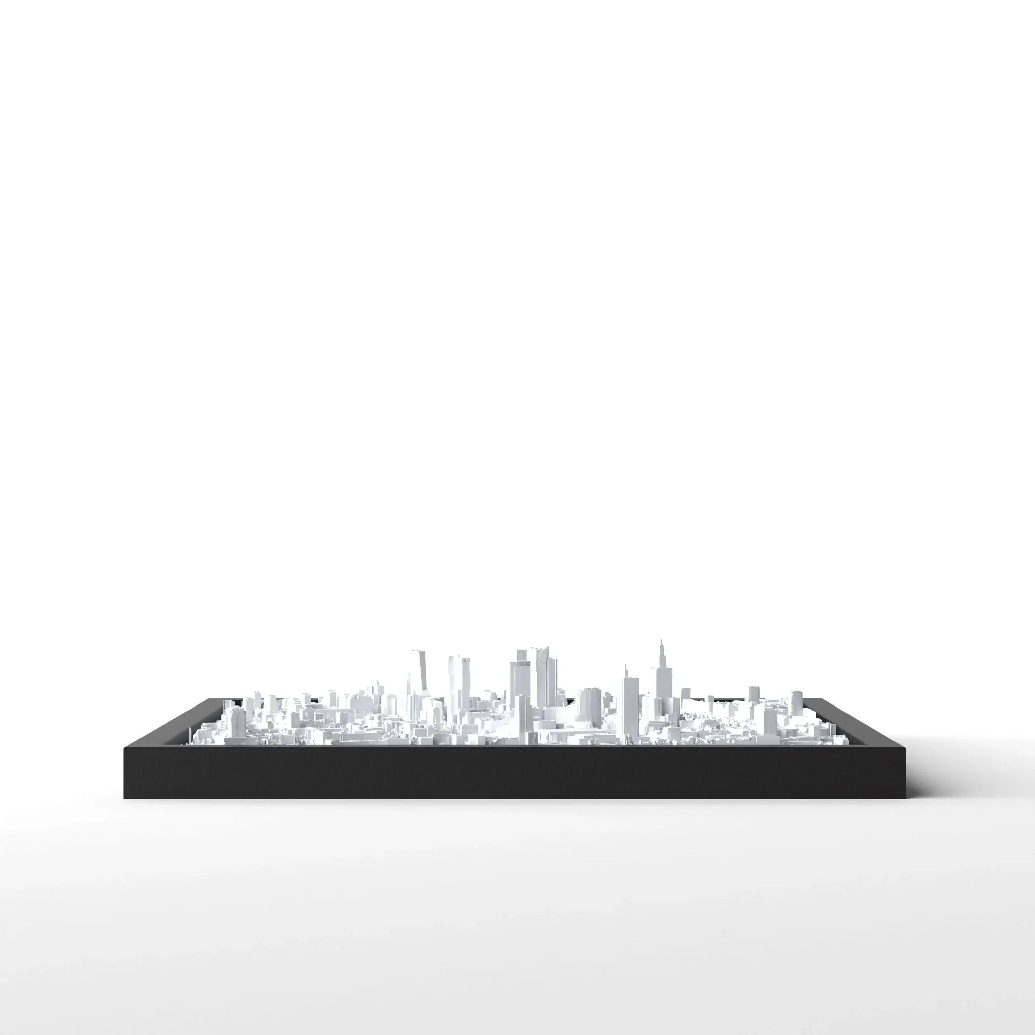 3D gedrucktes Stadtmodell Warschau eingerahmt für deine Wand - CraftedCity