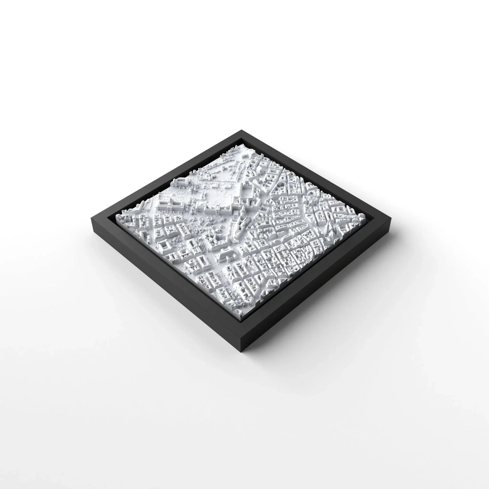 3D gedrucktes Stadtmodell Wien eingerahmt für deine Wand - CraftedCity