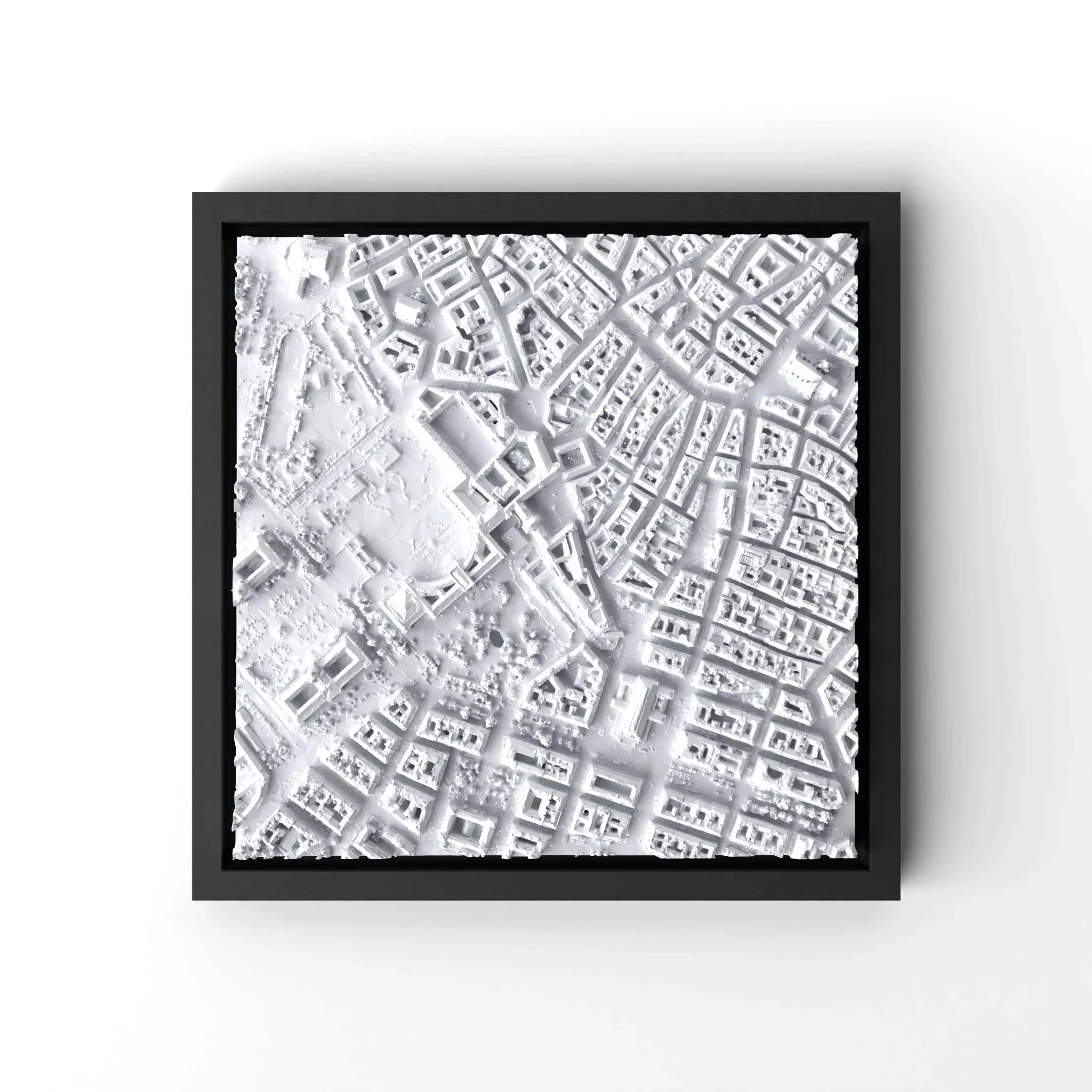 3D gedrucktes Stadtmodell Wien eingerahmt für deine Wand - CraftedCity