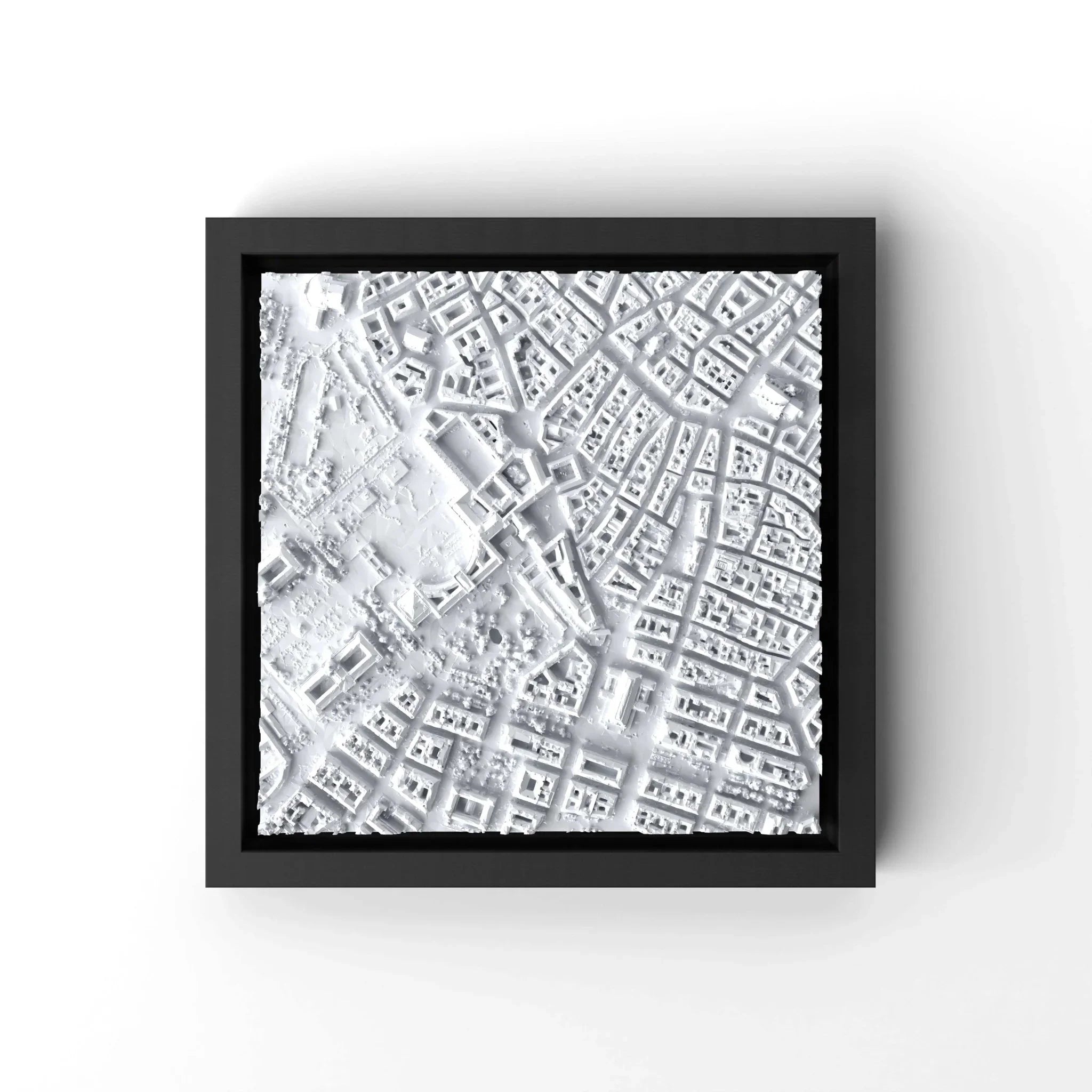 3D gedrucktes Stadtmodell Wien eingerahmt für deine Wand - CraftedCity