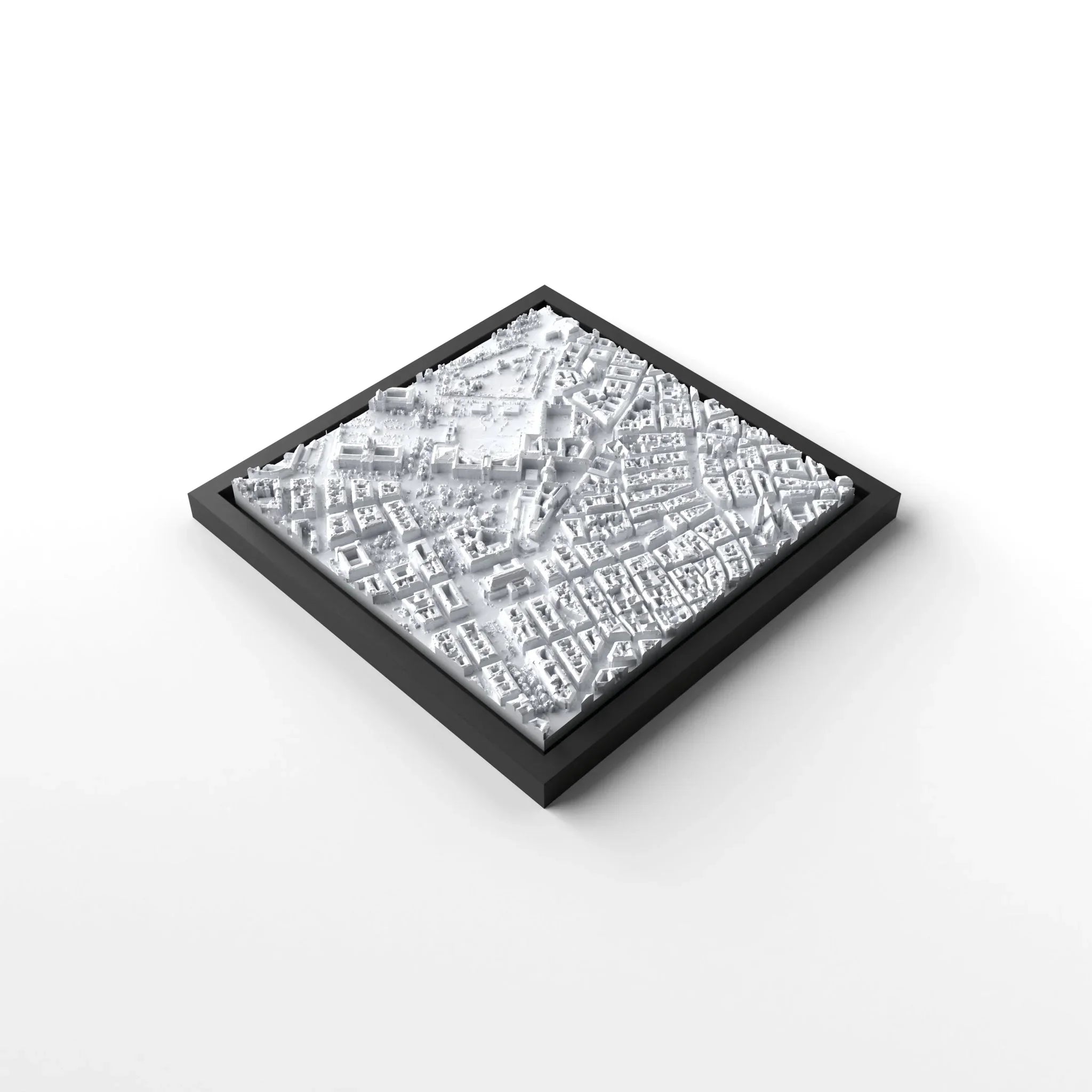 3D gedrucktes Stadtmodell Wien eingerahmt für deine Wand - CraftedCity