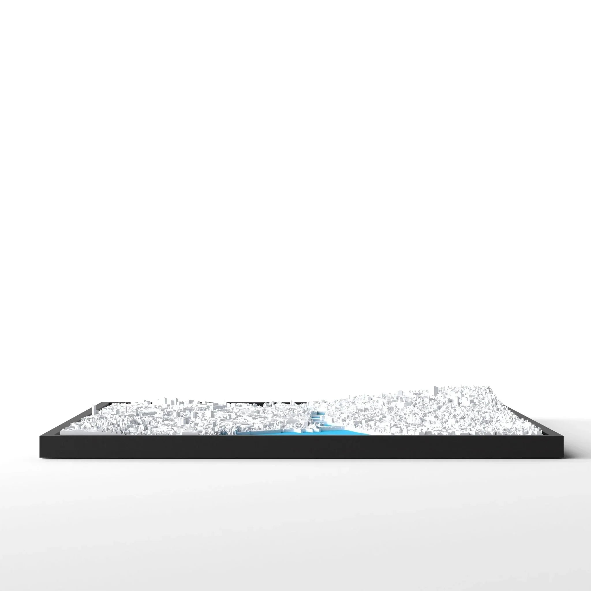 3D gedrucktes Stadtmodell Zürich eingerahmt für deine Wand - CraftedCity